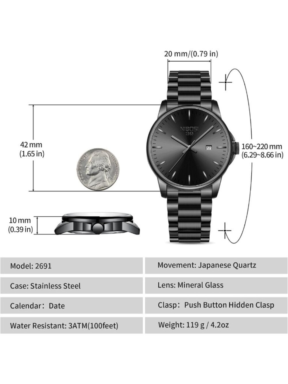 Stylish Men's Analog Quartz Watch - Waterproof Stainless Steel, Day & Date - Picture 6 of 9